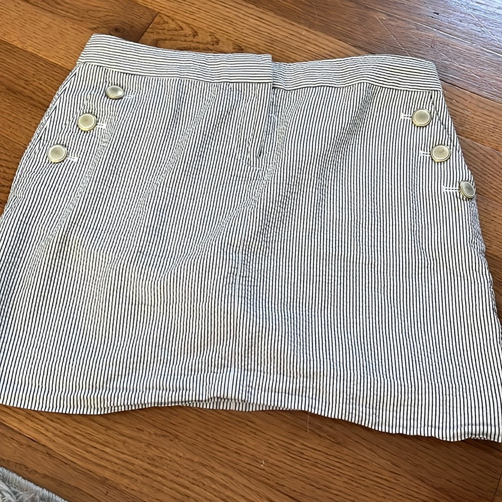J.Crew Women's Seersucker Miniskirt- Blue and White Striped